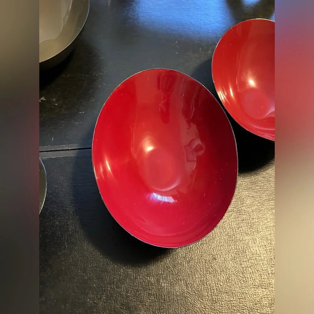 Crate & Barrel Red Gray Black BOWL RARE Set of 4